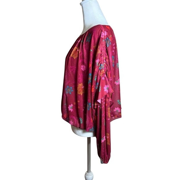 Free People Wildflower Honey Boho Prairie Blouse Stretch Festival Shirt Top Sz S - Picture 7 of 11
